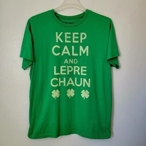 Men's "KEEP CALM AND LEPRE CHAUN" T-shirt X-LARGE XL FIFTHSUN Green ST PATRICK